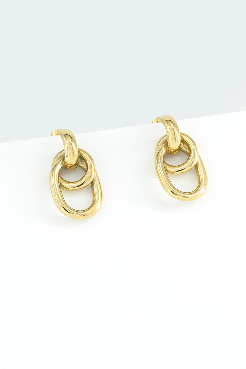 Boucles d'oreilles en Acier Triple anneaux – Image 2