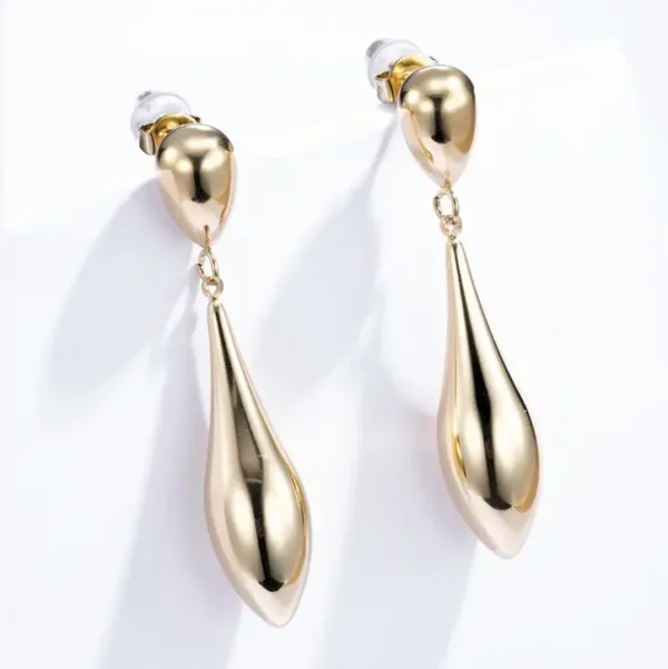 Boucles d'Oreilles Goutte en Acier Doré