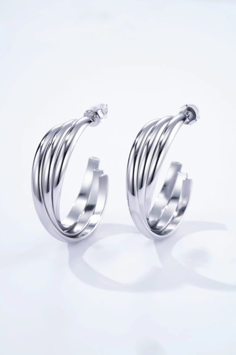 Boucles d'Oreilles Créoles Acier – Image 2