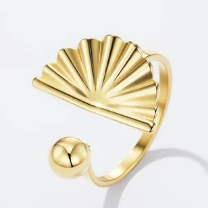 Bague éventail en Acier Doré