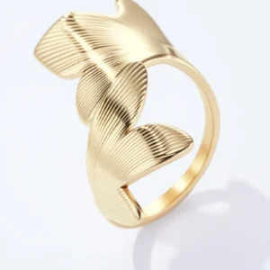 Bague Fleurs en Acier Doré