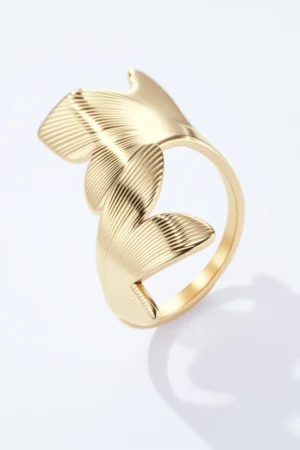 Bague Fleurs en Acier Doré