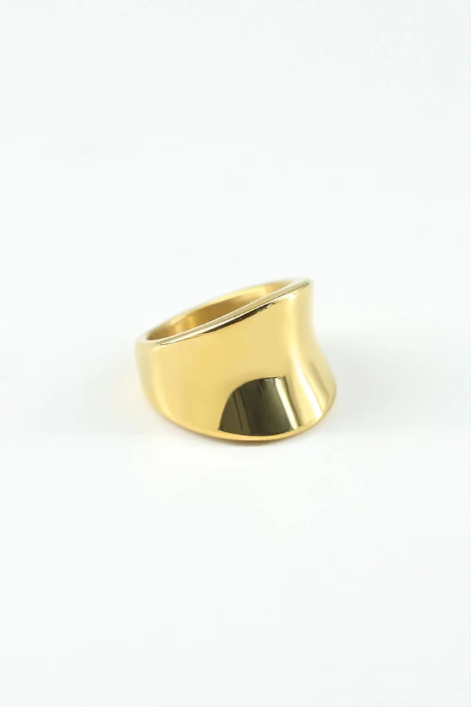 Bague Jonc Acier Doré