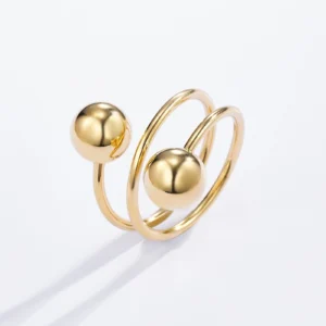 Bague Boules en Acier Or