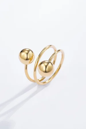 Bague Boules en Acier Or