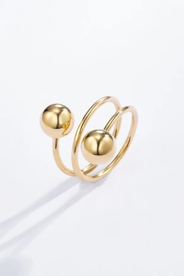 Bague Boules en Acier Or