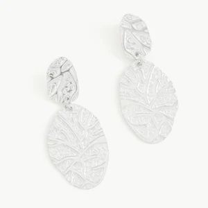 Boucles d'Oreilles Acier Feuille Martelée