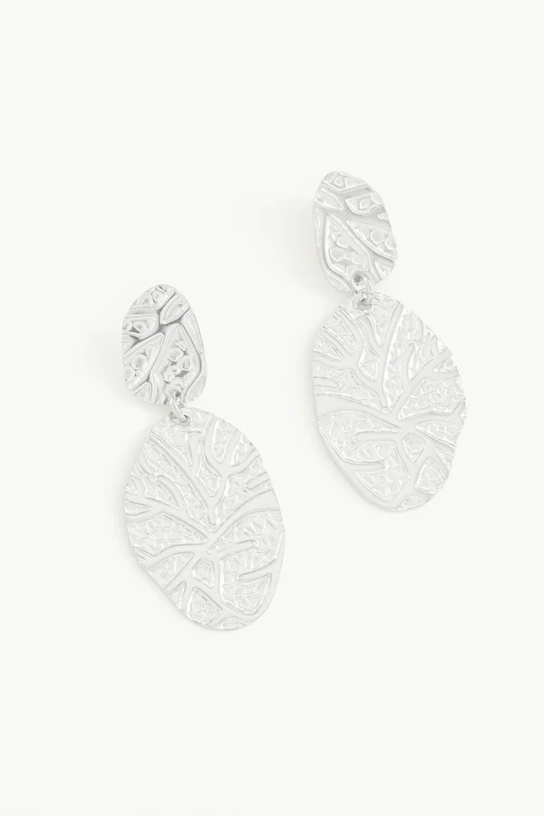 Boucles d'Oreilles Acier Feuille Martelée