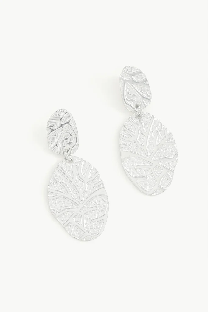 Boucles d'Oreilles Acier Feuille Martelée