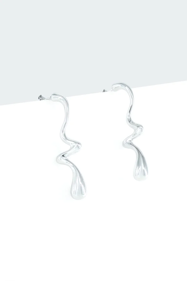 boucles acier argent goutte tortillons Boucles d'Oreilles en Acier en Goutte