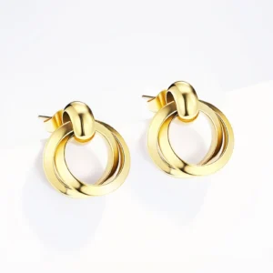 Boucles d'Oreilles en Acier Doré