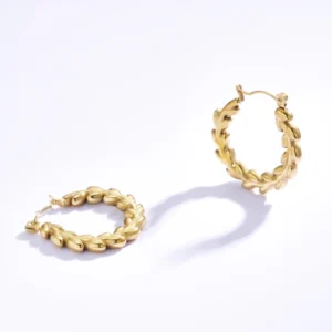 Boucles d'Oreilles Créoles en Acier - Doré