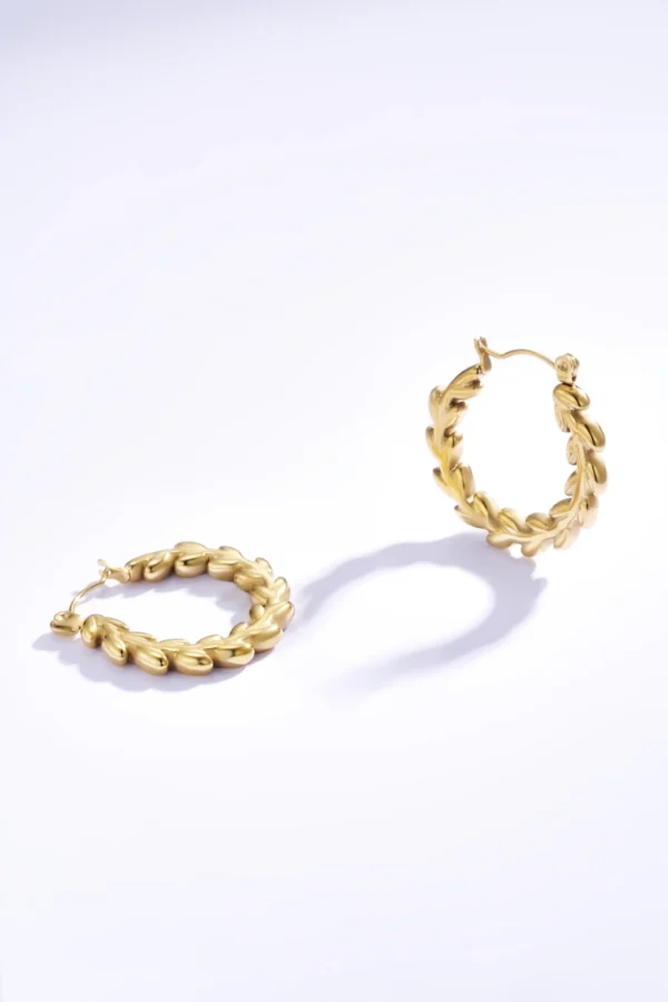 boucles créole épis acier or Boucles d'Oreilles Créoles en Acier