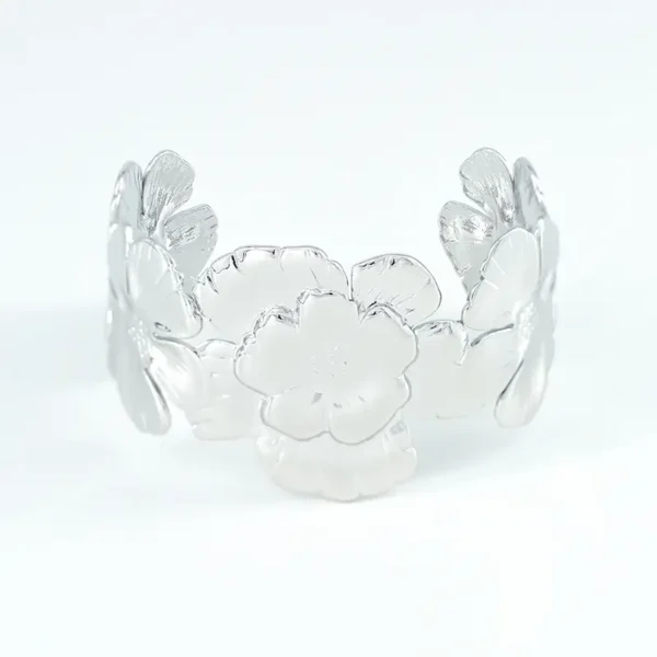 bracelet fleur argent femme en acier inoxydable Bracelet en Acier Fleur