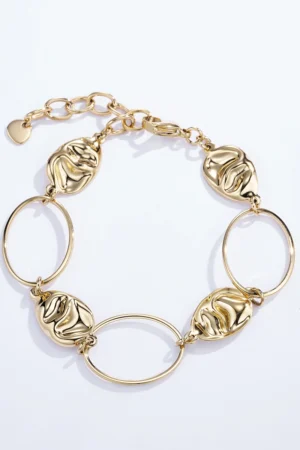 Bracelet Martelé en Acier doré