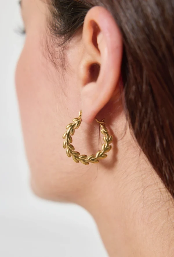 créole acier inoxydable or épis Boucles d'Oreilles Créoles en Acier